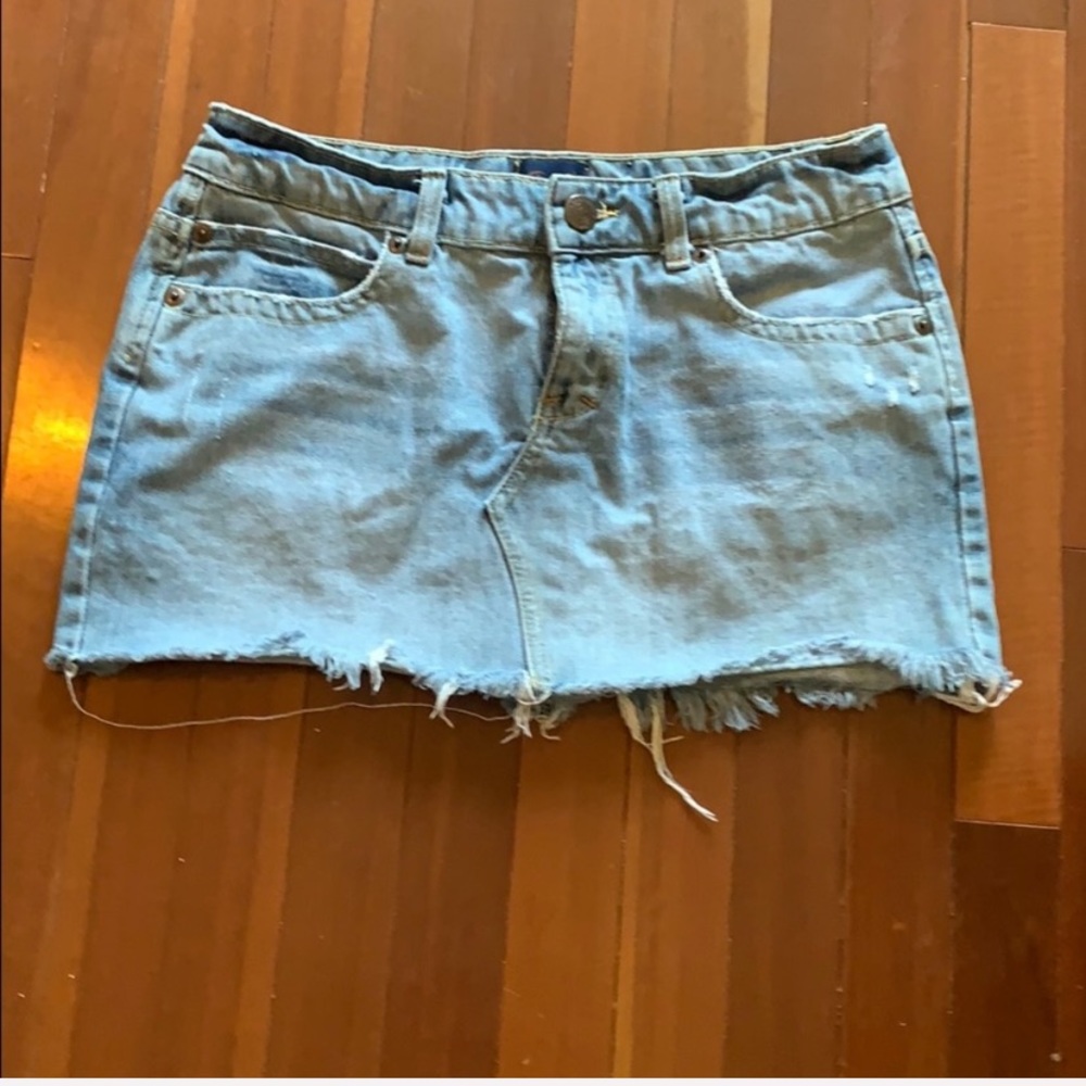 Aeropostale Distressed fray hem denim skir…